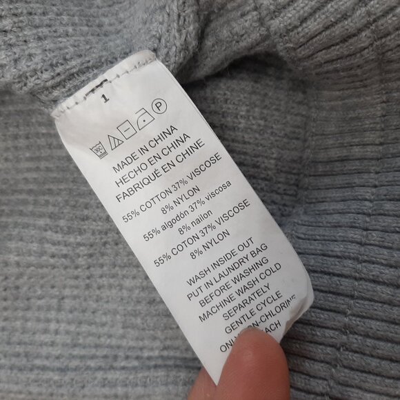 Michael Kors Women's Gray Mock Neck Waffle Knit Kangaroo Pocket Sweater XL - Picture 8 of 8